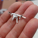 Machine Gun Silver Pendant, Sterling Silver Kalashnikof Pendant, Arms Silver Charm, Excellent Details - hallmarked 925