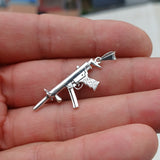 Machine Gun Silver Pendant, Sterling Silver Kalashnikof Pendant, Arms Silver Charm, Excellent Details - hallmarked 925