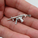 Machine Gun Silver Pendant, Sterling Silver Kalashnikof Pendant, Arms Silver Charm, Excellent Details - hallmarked 925