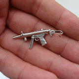 Machine Gun Silver Pendant, Sterling Silver Kalashnikof Pendant, Arms Silver Charm, Excellent Details - hallmarked 925