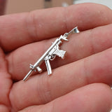 Machine Gun Silver Pendant, Sterling Silver Kalashnikof Pendant, Arms Silver Charm, Excellent Details - hallmarked 925