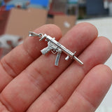 Machine Gun Silver Pendant, Sterling Silver Kalashnikof Pendant, Arms Silver Charm, Excellent Details - hallmarked 925