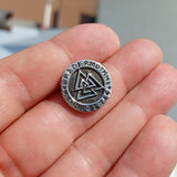 Viking Valknut Pendant, Runes Silver Pendant, Round Sterling Silver Pendant, Viking Design