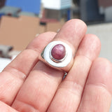 Star Ruby Silver Ring, Handmade red Ruby Ring, Mirror polished Sterling Silver, Men's Ring with 5.5ct Star Ruby, Gift - Size 8.5