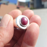 Star Ruby Silver Ring, Handmade red Ruby Ring, Mirror polished Sterling Silver, Men's Ring with 5.5ct Star Ruby, Gift - Size 8.5