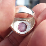 Star Ruby Silver Ring, Handmade red Ruby Ring, Mirror polished Sterling Silver, Men's Ring with 5.5ct Star Ruby, Gift - Size 8.5