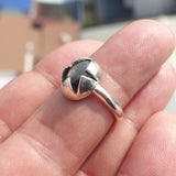 Black Sapphire Ring, Star shaped Sterling Silver Ring, Sapphire Silver Ring, Black Star Sapphire Ring, Gift for Her, Black Star Sapphire cab - size 6