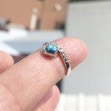 Natural Blue Zircon Ring, Sterling Silver Ring, Cocktail Ring, oval Cut Blue Zircon, 8 white CZ, gift for her - Size 5