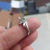 Green Emerald Ring, Sterling Silver Ring, Solitaire Ring, Green Emerald and 11 CZ, Handmade silver ring, gift for her - Size 5.5