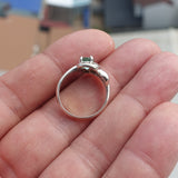 Green Emerald Ring, Sterling Silver Ring, Solitaire Ring, Green Emerald and 11 CZ, Handmade silver ring, gift for her - Size 5.5