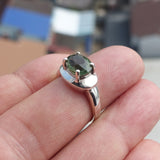 Green Peridot Ring, Sterling Silver Ring, Solitaire Ring, Oval Cut Peridot, handmade silver ring, gift for her - size 6.5