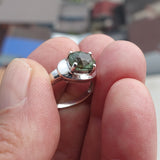 Green Peridot Ring, Sterling Silver Ring, Solitaire Ring, Oval Cut Peridot, handmade silver ring, gift for her - size 6.5