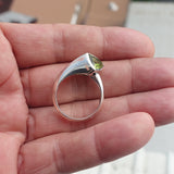 Minimalist Peridot silver Ring, green Peridot Ring, Sterling Silver Ring, Solitaire Ring with Triangle Cut Peridot, Minimalist design, Size 9