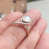 Moonstone Silver Ring, oval Moonstone Ring, Sterling Silver Ring, oval shaped Moonstone, handmade ring - Size 9.5