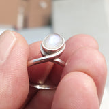 Moonstone Silver Ring, oval Moonstone Ring, Sterling Silver Ring, oval shaped Moonstone, handmade ring - Size 9.5