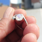 Moonstone Silver Ring, Moonstone Ring, Sterling Silver Ring, oval shaped Moonstone, handmade silver ring - Size 9.5