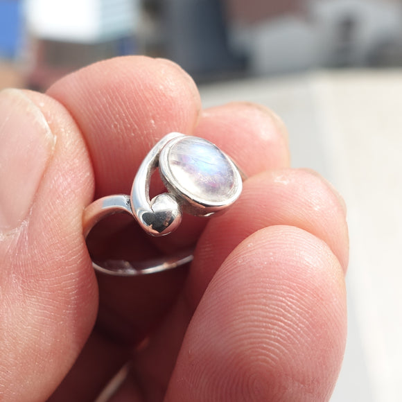 Moonstone Silver Ring, Moonstone Ring, Sterling Silver Ring, oval shaped Moonstone, handmade silver ring - Size 9.5