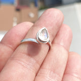 Moonstone Silver Ring, Minimalist Ring, Sterling Silver Ring, pear shaped Moonstone, handmade silver ring - Size 9.5