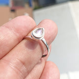 Moonstone Silver Ring, Minimalist Ring, Sterling Silver Ring, pear shaped Moonstone, handmade silver ring - Size 9.5