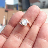 Moonstone Silver Ring, Minimalist Ring, Sterling Silver Ring, oval shaped Moonstone, handmade silver ring - Size 8.5