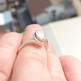 Moonstone Silver Ring, Minimalist Ring, Sterling Silver Ring, oval shaped Moonstone, handmade silver ring - Size 8.5