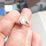 Moonstone Silver Ring, Minimalist Ring, Sterling Silver Ring, oval shaped Moonstone, handmade silver ring - Size 9