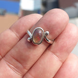 Natural Opal Ring, Minimalist Ring, Sterling Silver Ring, oval shaped Opal, Minimalist Design, Opal silver ring, Size 6