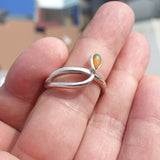 Natural Opal Ring, Minimalist Ring, Sterling Silver Ring, Solitaire Ring, pear shaped Opal, Opal silver ring, Size 10.5