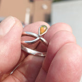 Natural Opal Ring, Minimalist Ring, Sterling Silver Ring, Solitaire Ring, pear shaped Opal, Opal silver ring, Size 10.5