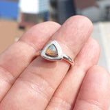 Natural Opal Ring, Minimalist Ring, Sterling Silver Ring, Solitaire Ring, triangle shaped Opal, Opal silver ring, Size 8.5