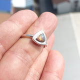 Natural Opal Ring, Minimalist Ring, Sterling Silver Ring, Solitaire Ring, triangle shaped Opal, Opal silver ring, Size 8.5