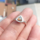 Natural Opal Ring, Minimalist Ring, Sterling Silver Ring, Solitaire Ring, triangle shaped Opal, Opal silver ring, Size 8.5