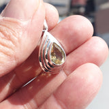 Minimalist Citrine Silver Pendant, Sterling Silver yellow Citrine Pendant, Pear shaped Citrine