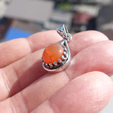 Minimalist Carnelian Silver Pendant, Sterling Silver orange Carnelian Pendant, Round shaped Carnelian