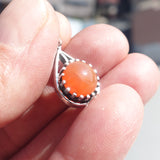 Minimalist Carnelian Silver Pendant, Sterling Silver orange Carnelian Pendant, Round shaped Carnelian