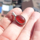 Minimalist Carnelian Silver Pendant, Sterling Silver orange Carnelian Pendant, oval shaped Carnelian