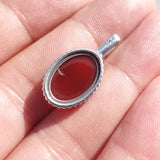 Minimalist Carnelian Silver Pendant, Sterling Silver orange Carnelian Pendant, oval shaped Carnelian