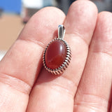 Minimalist Carnelian Silver Pendant, Sterling Silver orange Carnelian Pendant, oval shaped Carnelian