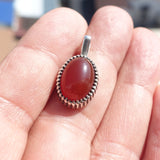 Minimalist Carnelian Silver Pendant, Sterling Silver orange Carnelian Pendant, oval shaped Carnelian