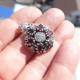 Garnet Silver Pendant, Star shaped Sterling Silver Gemstone Pendant with Garnet and Topaz, Symmetric Amulet, Sterling silver Amulet