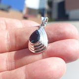 Garnet Silver Pendant, Pear shaped Sterling Silver Gemstone Pendant with Garnet, Symmetric Amulet, Sterling silver Amulet