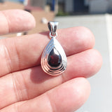 Garnet Silver Pendant, Pear shaped Sterling Silver Gemstone Pendant with Garnet, Symmetric Amulet, Sterling silver Amulet