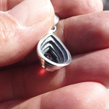 Garnet Silver Pendant, Pear shaped Sterling Silver Gemstone Pendant with Garnet, Symmetric Amulet, Sterling silver Amulet