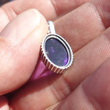 Minimalist Amethyst Silver Pendant, Sterling Silver purple Amethyst Pendant, oval shaped Amethyst