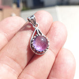 Minimalist Amethyst Silver Pendant, Sterling Silver purple Amethyst Pendant, round shaped Amethyst