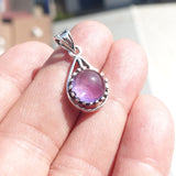 Minimalist Amethyst Silver Pendant, Sterling Silver purple Amethyst Pendant, round shaped Amethyst