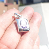 Minimalist Amethyst Silver Pendant, Sterling Silver purple Amethyst Pendant, oval shaped Amethyst