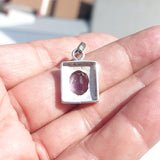 Minimalist Amethyst Silver Pendant, Sterling Silver purple Amethyst Pendant, oval shaped Amethyst