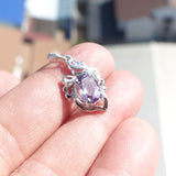 Amethyst Silver Pendant, Sterling Silver purple Amethyst Pendant, oval cut Amethyst