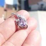 Amethyst Silver Pendant, Sterling Silver purple Amethyst Pendant, oval cut Amethyst